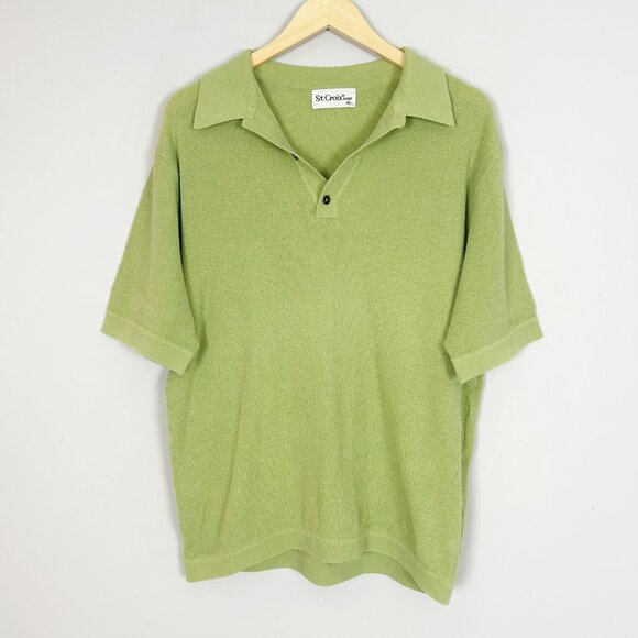 Vintage St. Croix Polo Sweater Size XL Lime Green Retro Preppy Men's - Picture 2 of 4